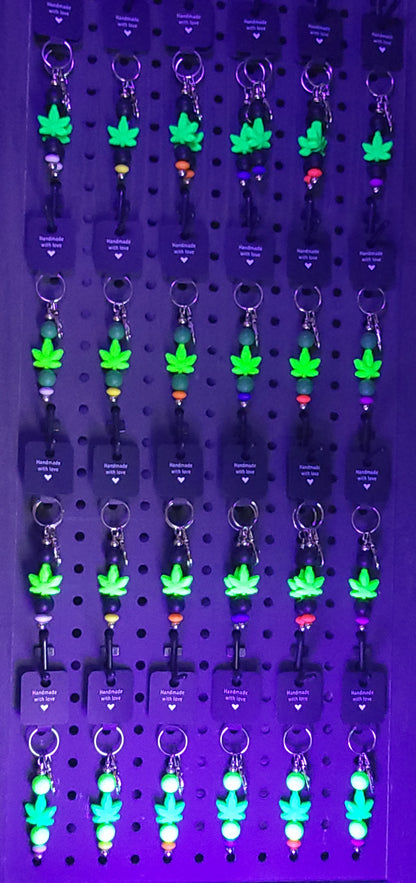 Rainbow Silicone Cannabis Leaf 6 Keychain Collection Bundle