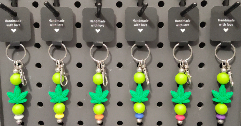 Rainbow Silicone Cannabis Leaf 6 Keychain Collection Bundle