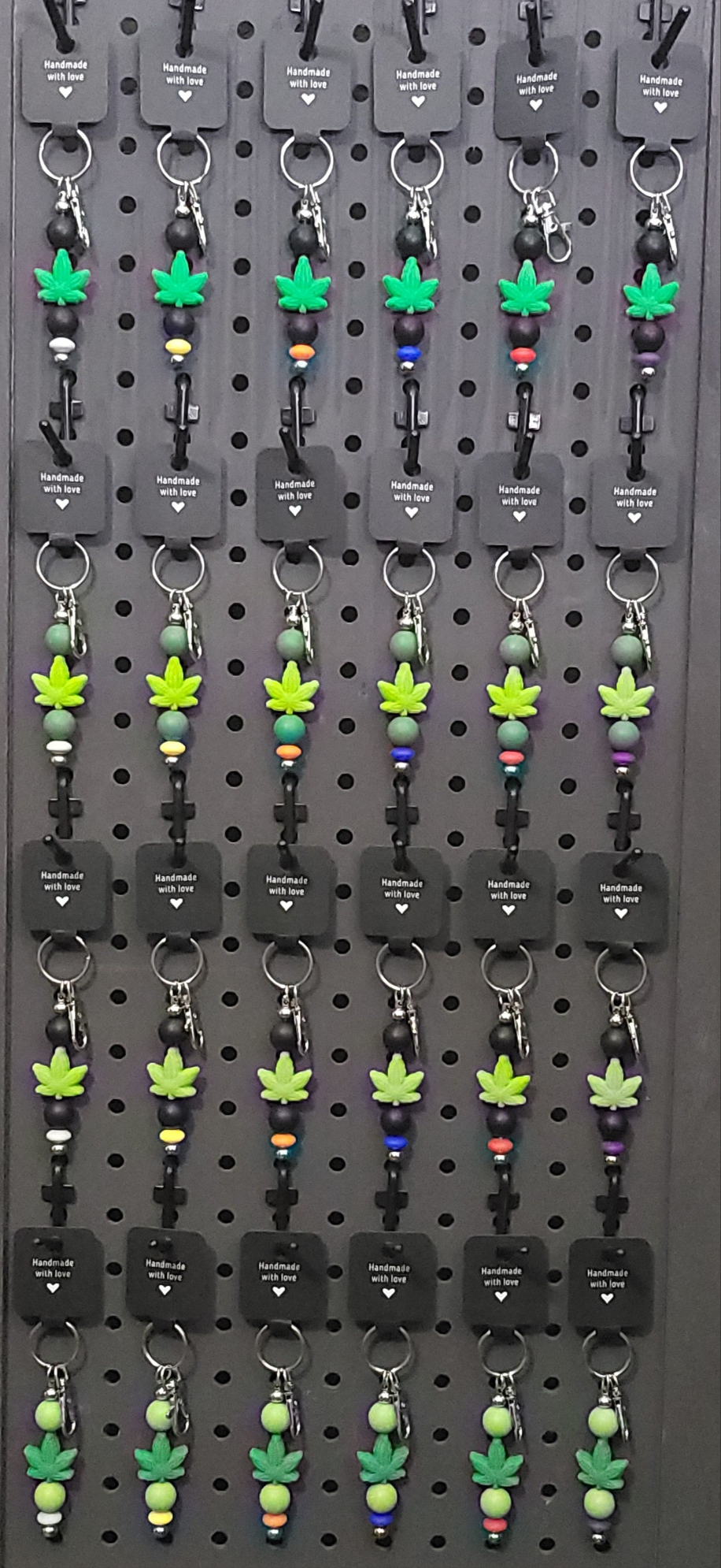 Rainbow Silicone Cannabis Leaf 6 Keychain Collection Bundle