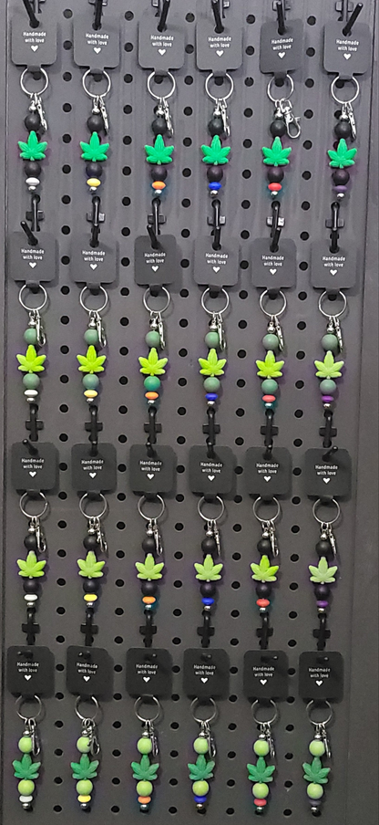 Rainbow Silicone Cannabis Leaf 6 Keychain Collection Bundle