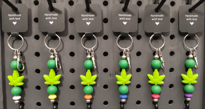 Rainbow Silicone Cannabis Leaf 6 Keychain Collection Bundle