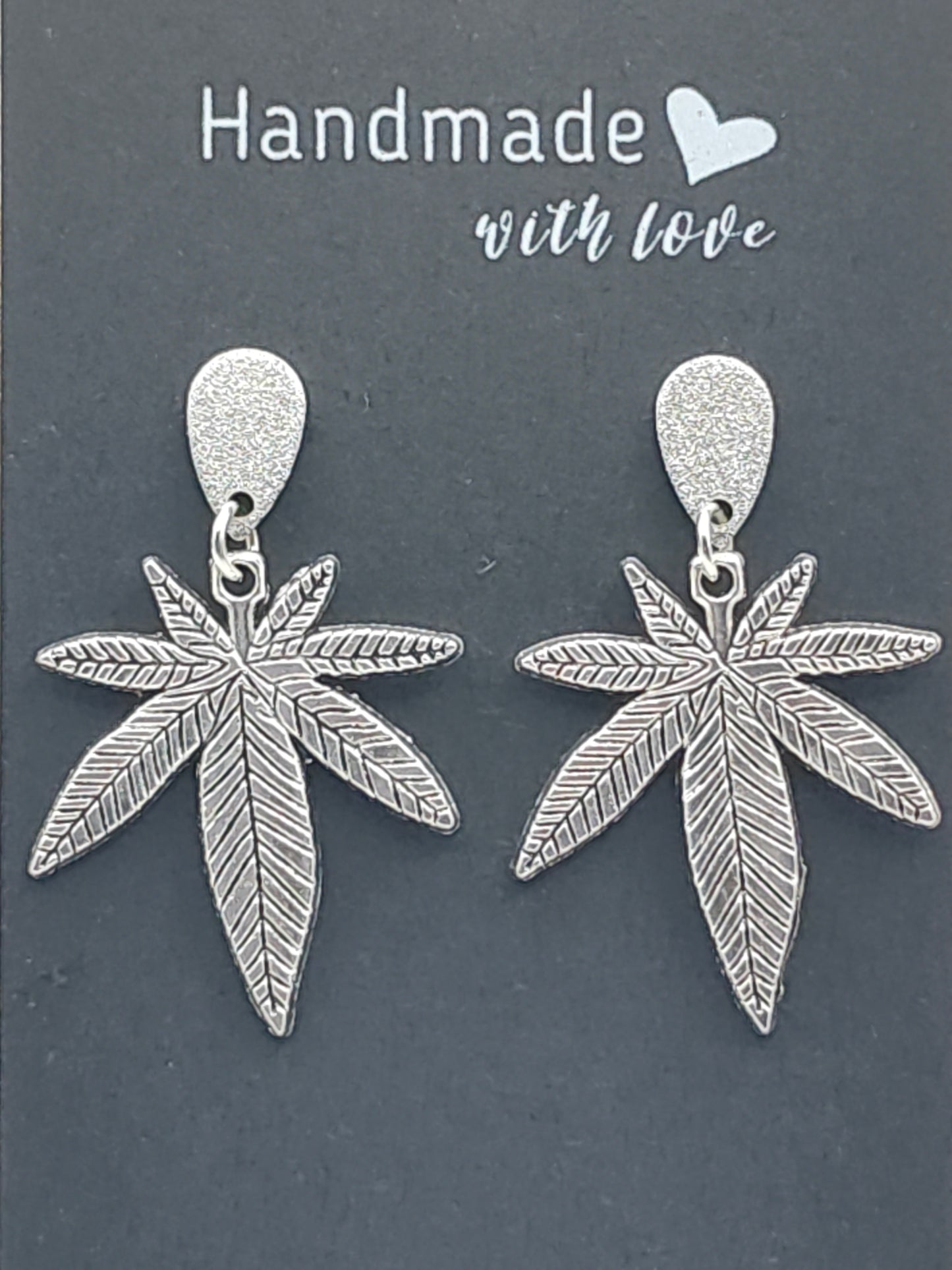 Cannabis Leaf Sparkle Teardrop Earrings