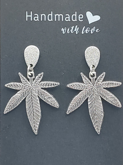 Cannabis Leaf Sparkle Teardrop Earrings