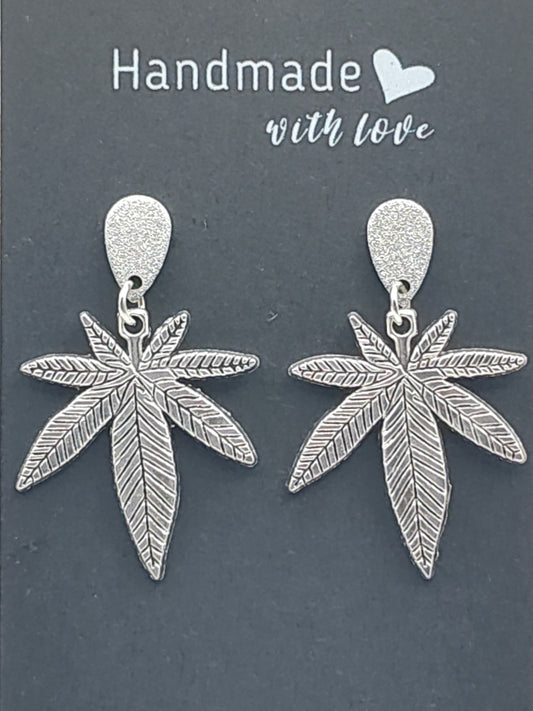 Cannabis Leaf Sparkle Teardrop Earrings