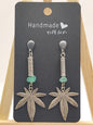 Cannabis Leaf Earrings with Genuine Aventurine