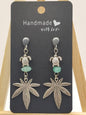 Cannabis Aventurine Turtle Earrings - Natural Stone Dangle