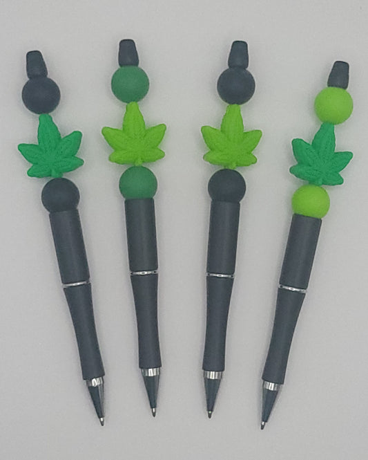 Silicone Cannabis Leaf Bead Pen