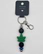 Silicone Green Leaf Black Beads with Accent Bead Keychain