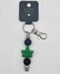 Silicone Green Leaf Black Beads with Accent Bead Keychain