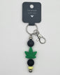 Silicone Green Leaf Black Beads with Accent Bead Keychain