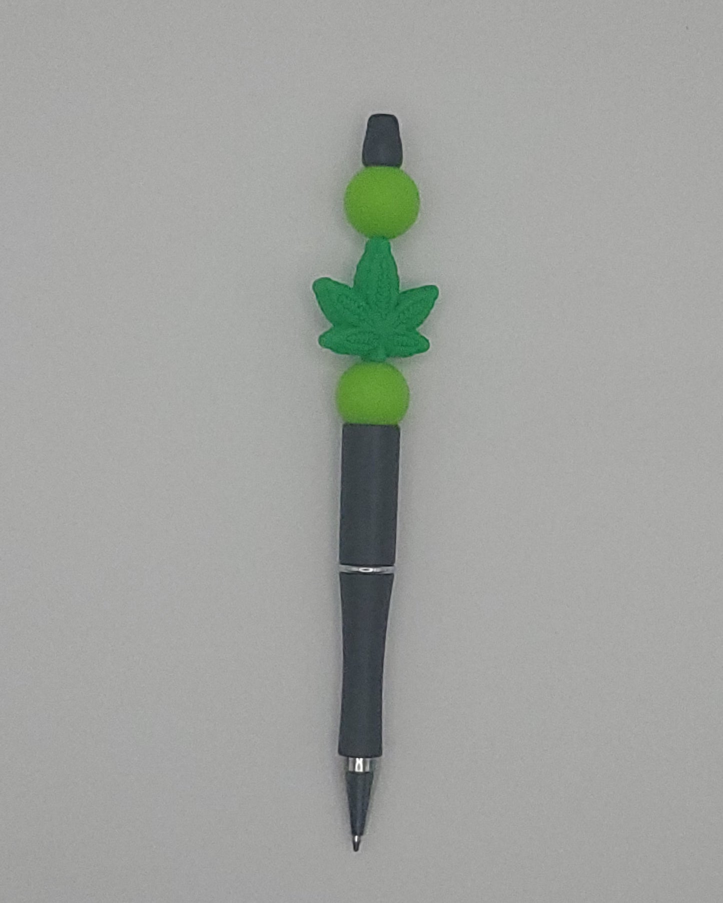 Silicone Green Leaf Light Green Bead Pen