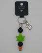 Silicone Light Green Leaf Black Beads with Accent Bead Keychain