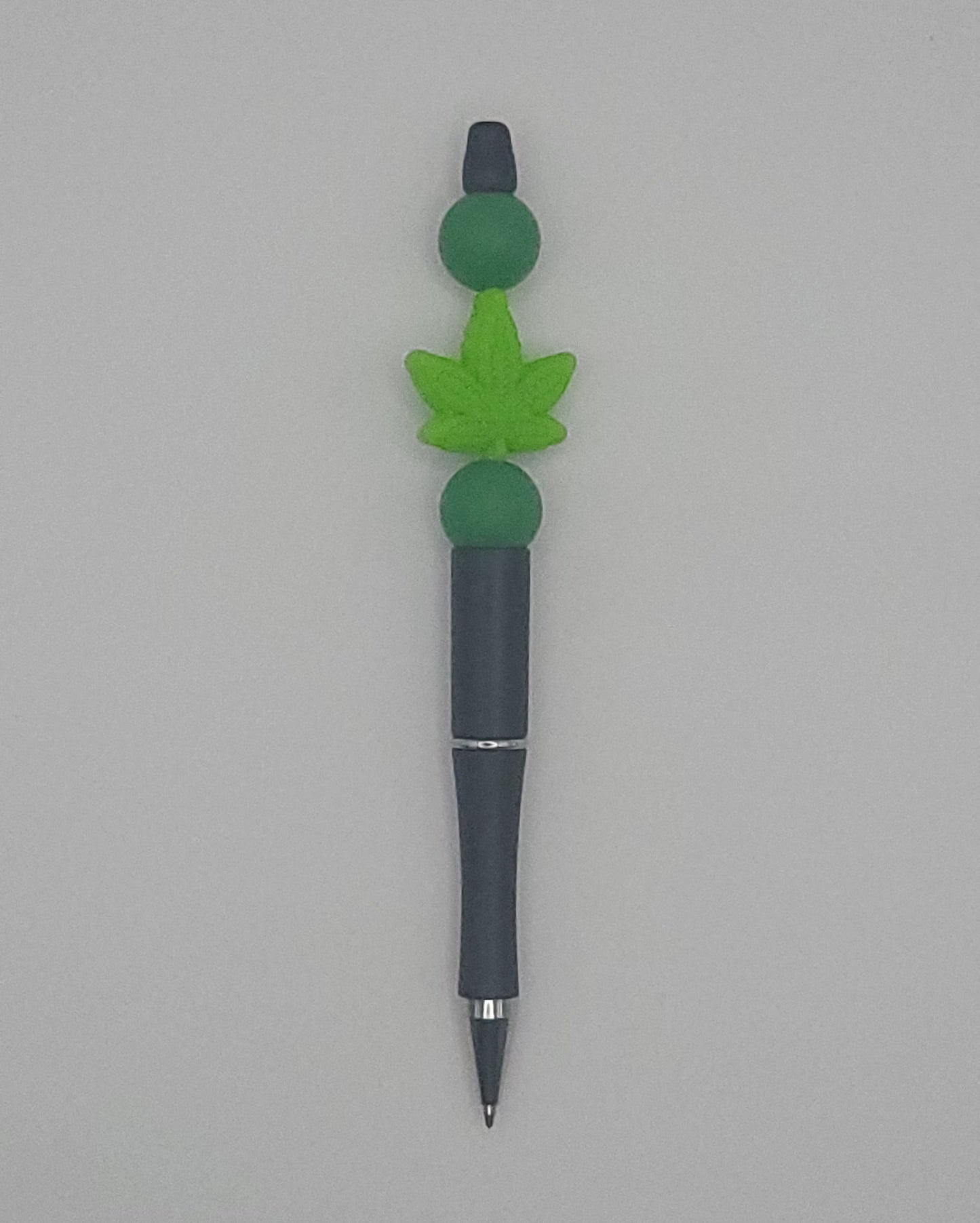 Silicone Light Green Leaf Green Bead Pen