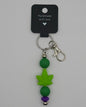 Silicone Light Green Leaf Green Beads with Accent Bead Keychain