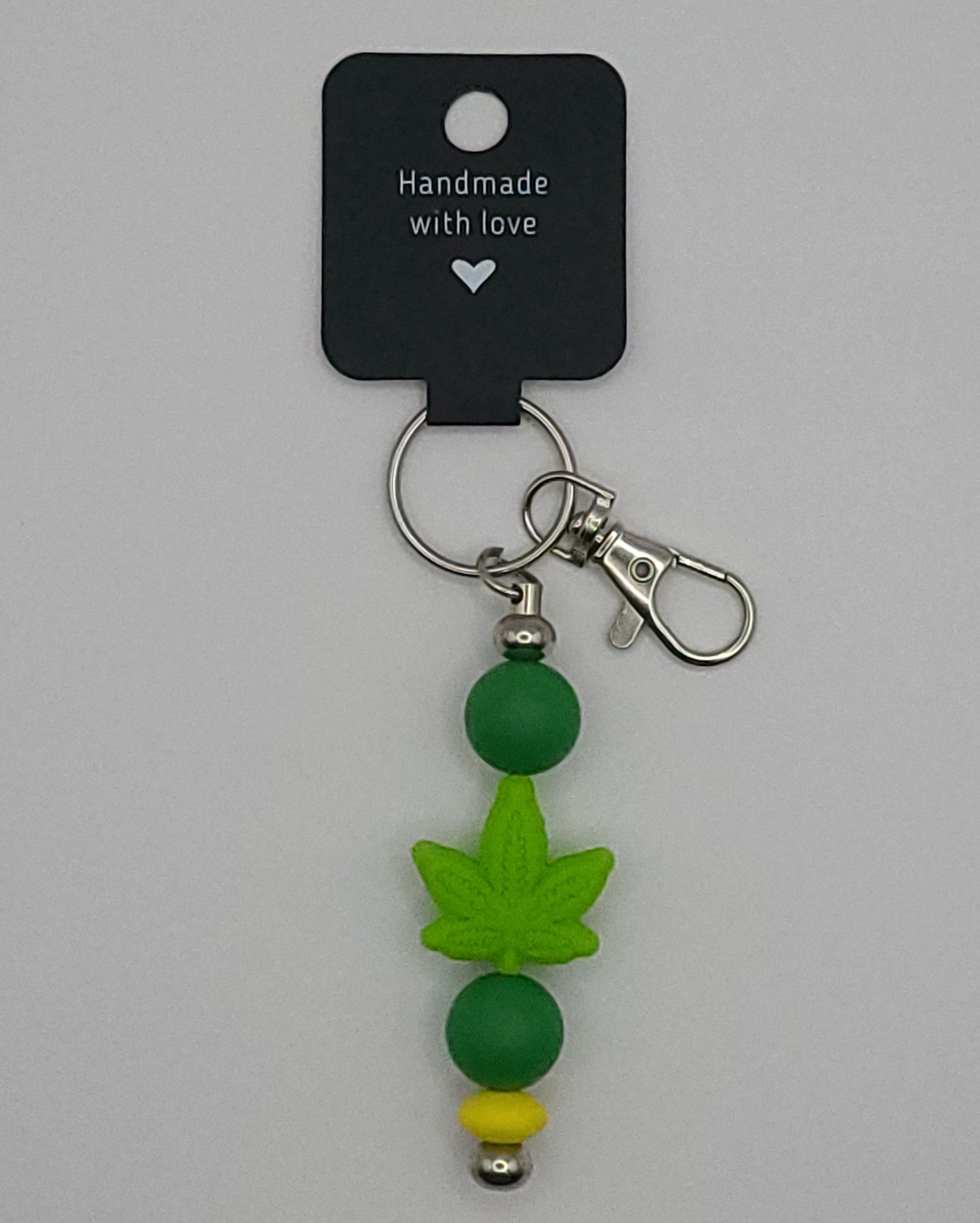 Silicone Light Green Leaf Green Beads Yellow Accent Bead